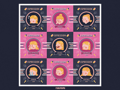 Expressions practice，cute cake cute design flat girl illustration