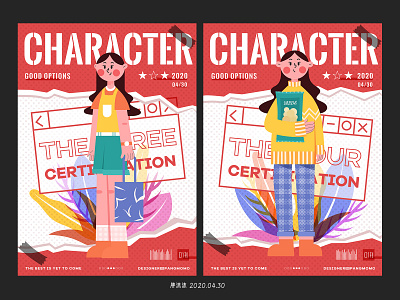 扁平人物海报创作2 design flat girl illustration poster