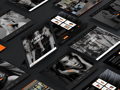 School of Hairdressing Web Design and Development beauty beauty products black and white clean design hair hair care hair cut hair salon hair style hair stylist hairdresser hairdressing hairdressing school html 5 modern design orange photography