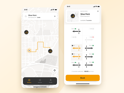 Scooters Booking App - Concept app booking booking app citylife figma map mobileapp mobileappdesign rent scooter scooters ui uidesign