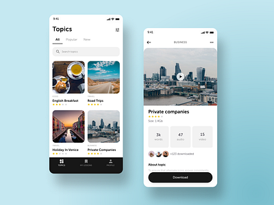 Hi, Dribbble! app app design concept design education educationapp english figma ios ios app languages topic topics ui uidesign