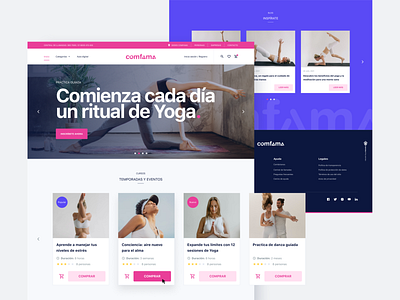 Yogui web design comfama ecommerce figma inspiration landing page purple sections sports top header ui web design wireframe yoga