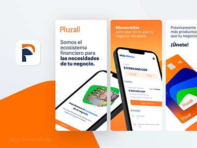 Plurall App Store Screenshots app credit design ecommerce figma finalcial finance inspiration orange color screenshot store ui