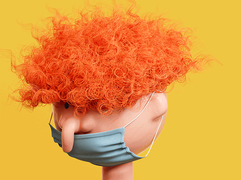 Don't hang your nose 3d cartoon character covid 19 funny hair hairstyle happy mask motion art nose penis