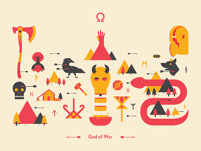 God of War 2d design flat game god of war graphic design icon illustration illustrator vector