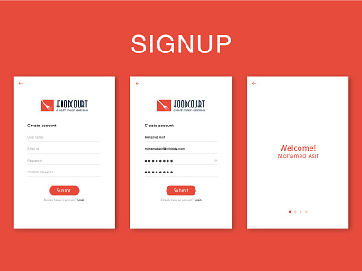 Signup screen