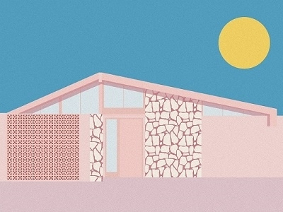 Palm Springs Mid Century Architecture Print architecture graphic design illustration mid century palm springs pink poster print