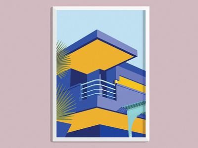 Jardin Majorelle Print architecture digital art graphic design illustration marrakech mid century minimal poster print print design travel tropical wall art