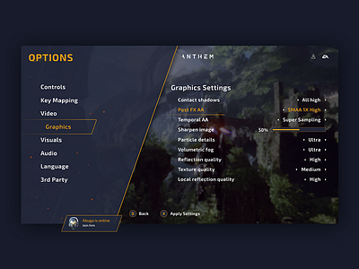 Anthem Graphics settings 007 daily ui