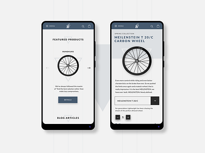 Meilenstein Lightweight mobile concept bike concept figma meilenstein minimal mobile product page uidesign wheelset