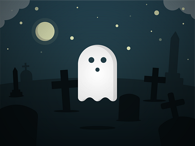 Ghost in Graveyard - Sticker Mule Halloween playoff! design ghost graveyard halloween vector