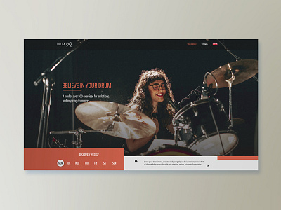 [99d] Web site for DrumX believe design dream drum drummer lesson lessons music music artist music website photoshop retro school study abroad ui web