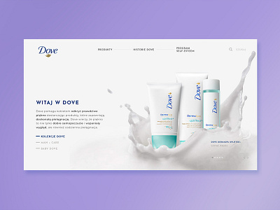 Redesign for Dove Polska beauty care design dove for woman health milk minimalism product splash ui white