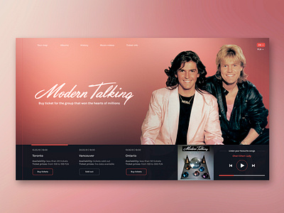 Modern Talking site design concept buy concert design minimalism modern talking music pink retro tickets ui www