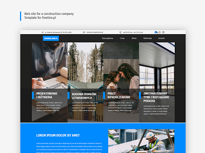 Web site for a construction company architects architectural architecture blue build building construction design interior minimalism ui www