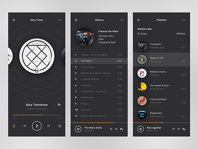 Nova adobe xd app clean dark flat layout mobile music music player ui ux web