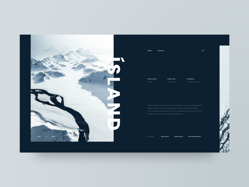 Island adobe xd clean dark design grid iceland layout minimal photography travel ui ux web web design