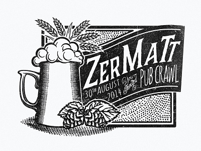 Pub Crawl logo beer hand drawn illustration logo typography vintage