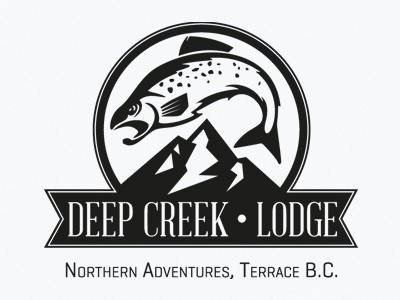 Deep Creek Lodge branding fish identity logo mountain