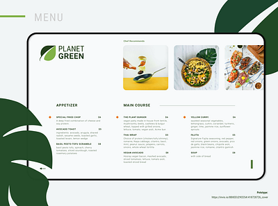 Restaurant-Planet Green branding design menu restaurant uiux