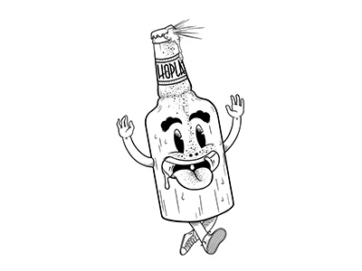 HAPPY 'N' HOPPY beer bottle bw design illustration drinks funny logo photoshop t shirt