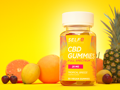 SELFe CBD Gummies 3d 3d art branding package design