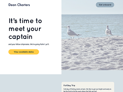 Landing page for fishing charter