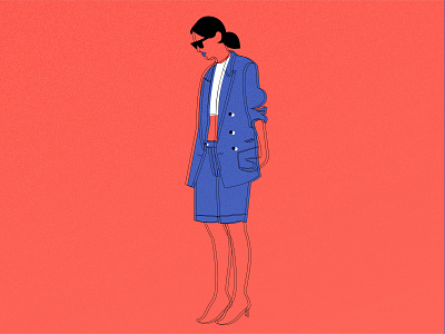 The blue suit design drawing fashion girl illustration illustration style styleguides