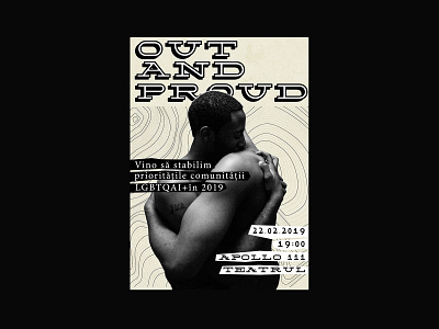 Out And Proud black and white design lgbt poster poster collection typography