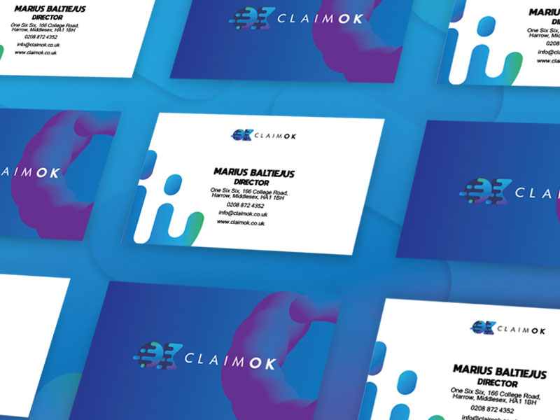 Claimok branding - business card brand identity branding card design bright colourful modern design