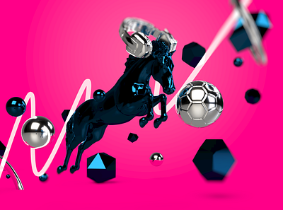 Black gallop 3d abstract adobe dimension dark blue horse magenta silver