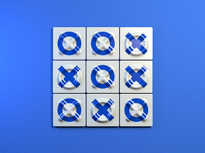 Azulejo Tic Tac Toe 3d 3d art blue cinema 4d cinema4d circle cross game illustration tic tac toe tile tiles wall