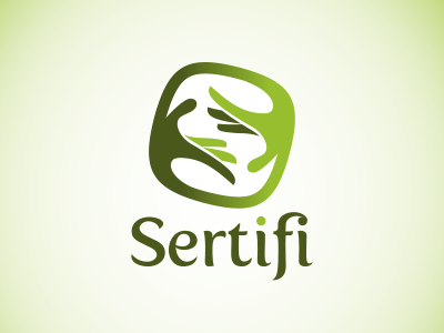 Sertifi logo green hands handshake identity logo