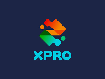 XPRO logo branding colorful cross diagonal dot identity logo rounded square transparent vivid x