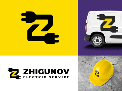 Zhigunov Electric Service branding electric electrical electrician electricity identity letter logo plug repair z