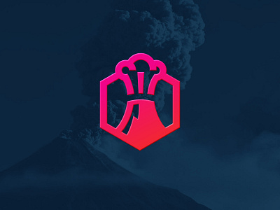 Excom logo blast branding eruption hexagon identity logo mountain volcano