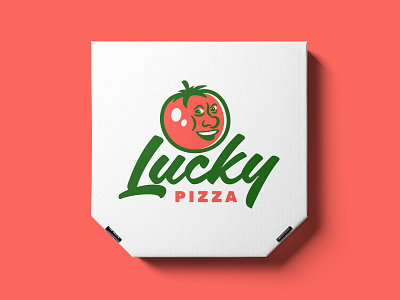 Lucky Pizza branding character identity logo pizza restaurant tomato