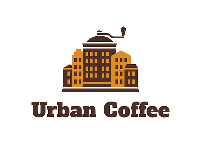 Urban Coffee logo brown city coffee grinder house logo street town urban