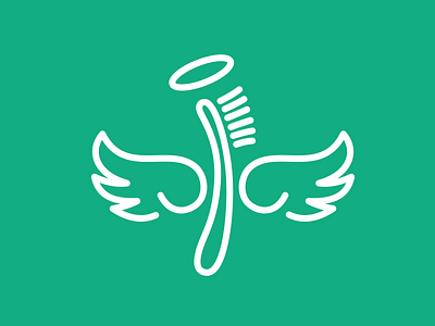 Saint Dent Clinic logo angel brush dental line art saint toothbrush wings
