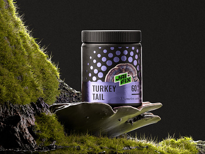 JaiFix branding health identity logo mushroom packaging