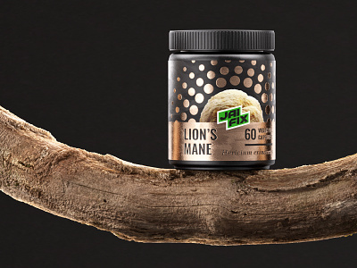 JaiFix branding identity jar logo mushroom packaging supplement