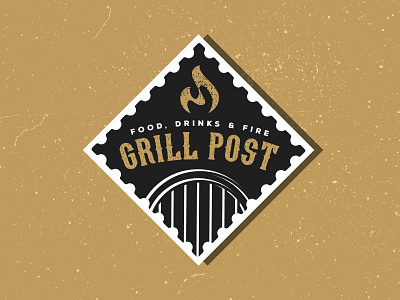 Grill Post fire grill logo meat post restaurant stamp steakhouse