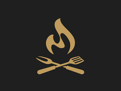Grill Post 2 bbq bonfire fire fork grill logo meat restaurant spatula steakhouse