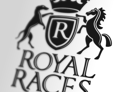 Royal Races logo black dog horse identity logo white
