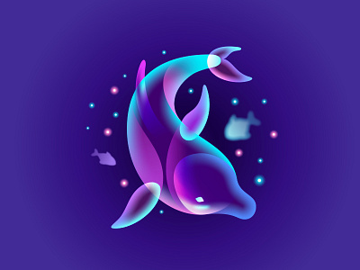 Neon dolphin by Yury Akulin on Dribbble