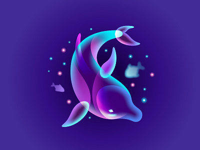 Neon dolphin branding diver dolphin fish glow identity illustration logo neon ocean sea underwater
