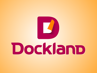 Dockland branding d document identity logo mark paper sheet