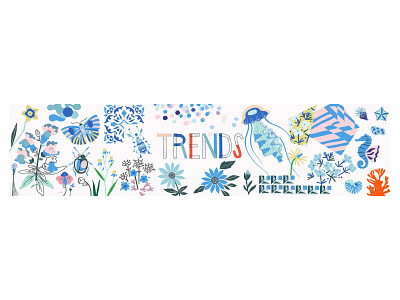 Trend classes banner abstract banner butterfly class design education flower geometric handcraft illustration jellyfish modern nature palette pattern sea style trend