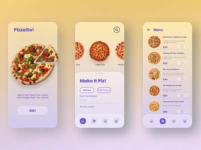 PizzaGo app design figma mobile app ui