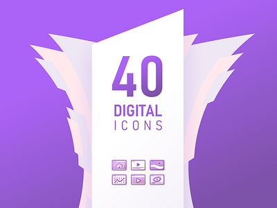 40 Digital Icons Presentation (intro) digital graph icons intro multimedia play presentation settings sound system wave
